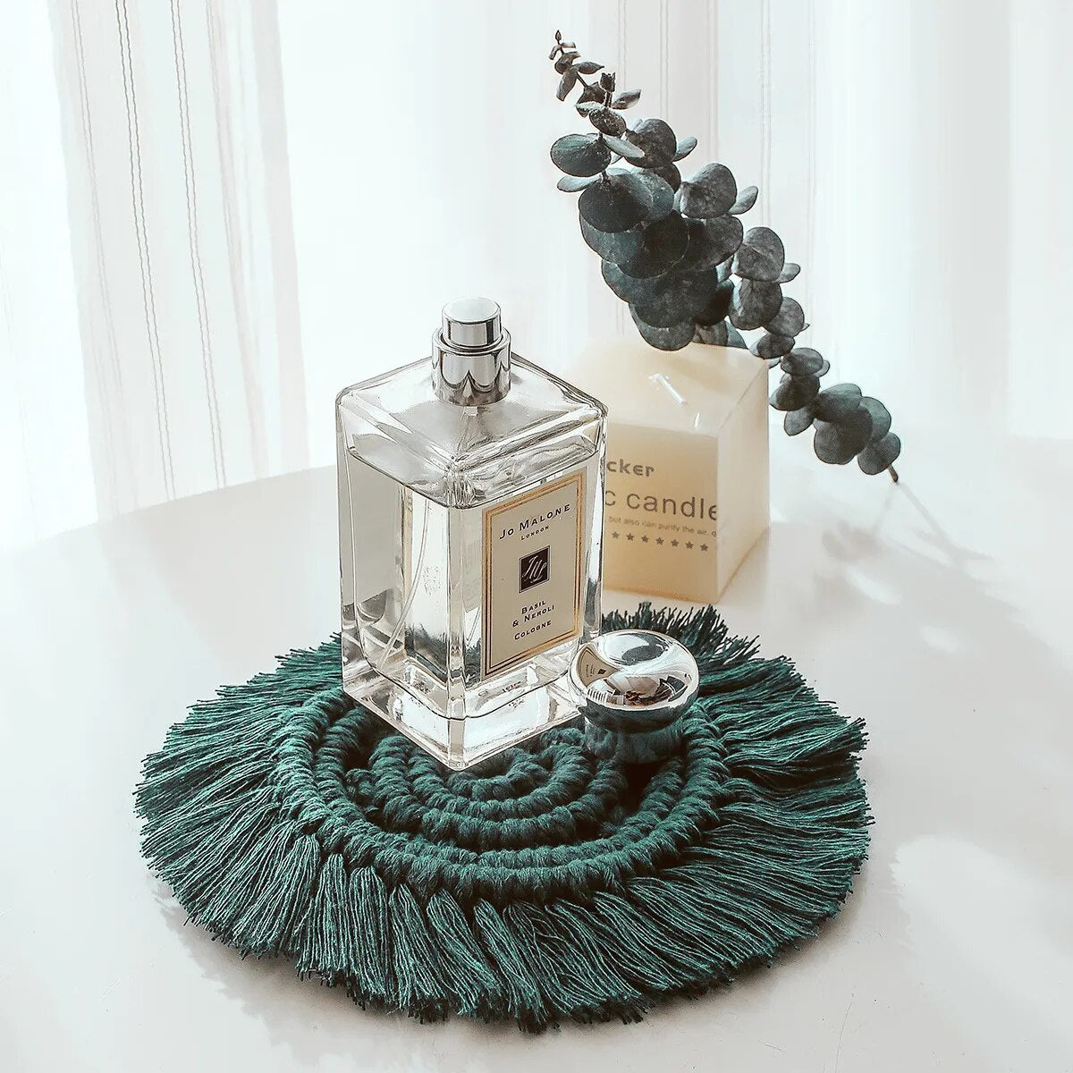 Dessous de Verre Macramé Coloré en Coton