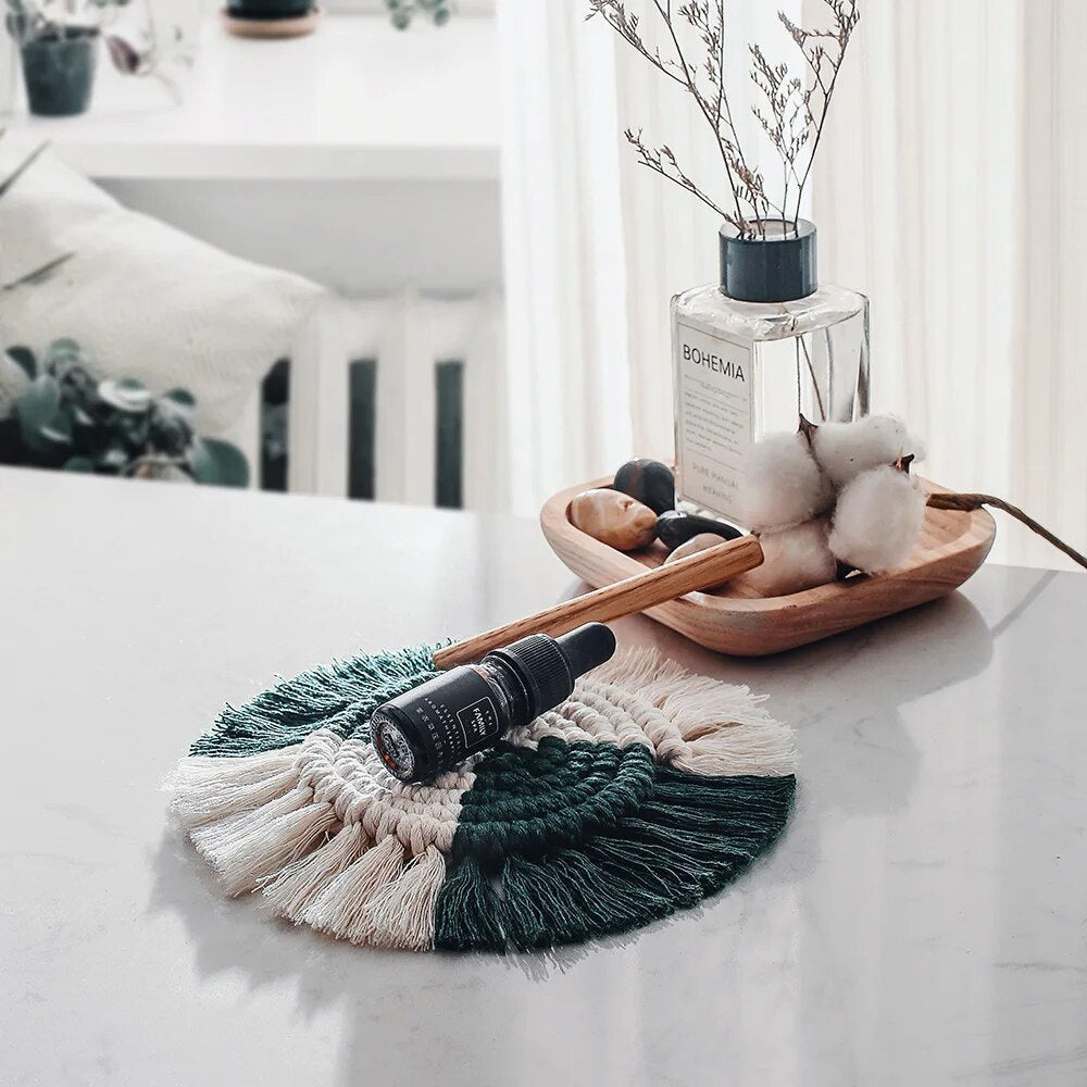 Dessous de Verre Macramé Rond en Coton