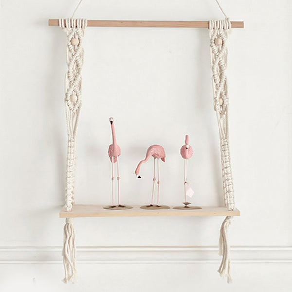 Étagère Bois Macramé Décorative