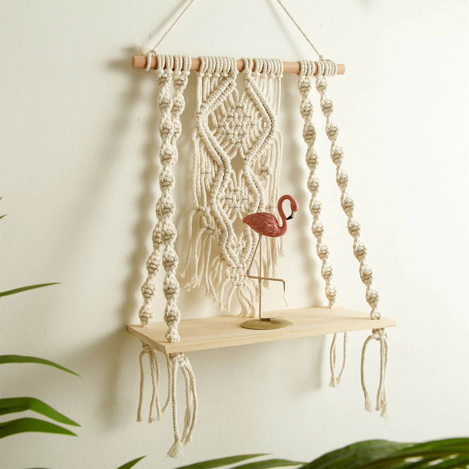 Étagère Macramé Bohème en Bois
