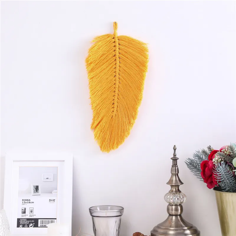 Feuille Macramé Jaune en Coton