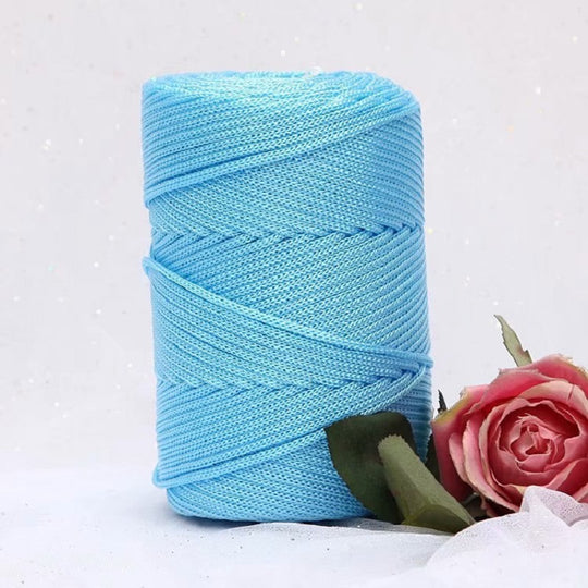 Fil Macramé en Nylon 3mm 200m Bleu Ciel Solide