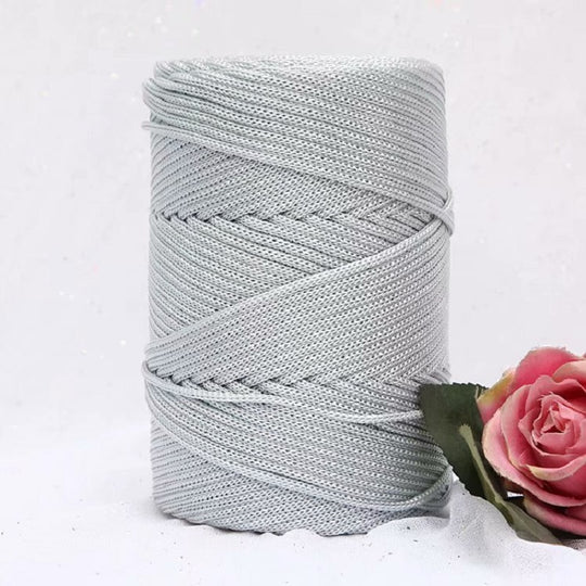 Fil Macramé en Nylon 3mm 200m Gris Clair Solide