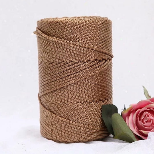 Fil Macramé en Nylon 3mm 200m Marron Clair Solide