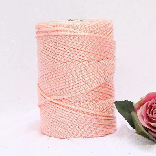 Fil Macramé en Nylon 3mm 200m Rose Pastel Solide