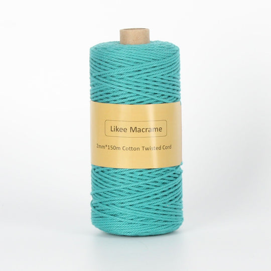 Fil Macramé Torsadé 2mm 150m Bleu Céladon Coton