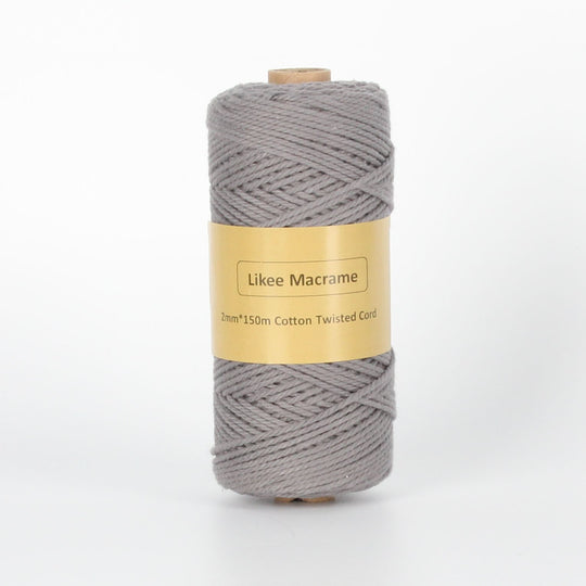 Fil Macramé Torsadé 2mm 150m Gris Coton