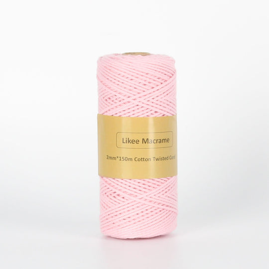 Fil Macramé Torsadé 2mm 150m Rose Coton
