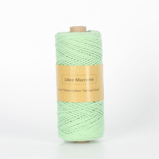 Fil Macramé Torsadé 2mm 150m Vert Pâle Coton