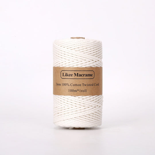 Fil Macramé Torsadé 3mm 100m Blanc Naturel