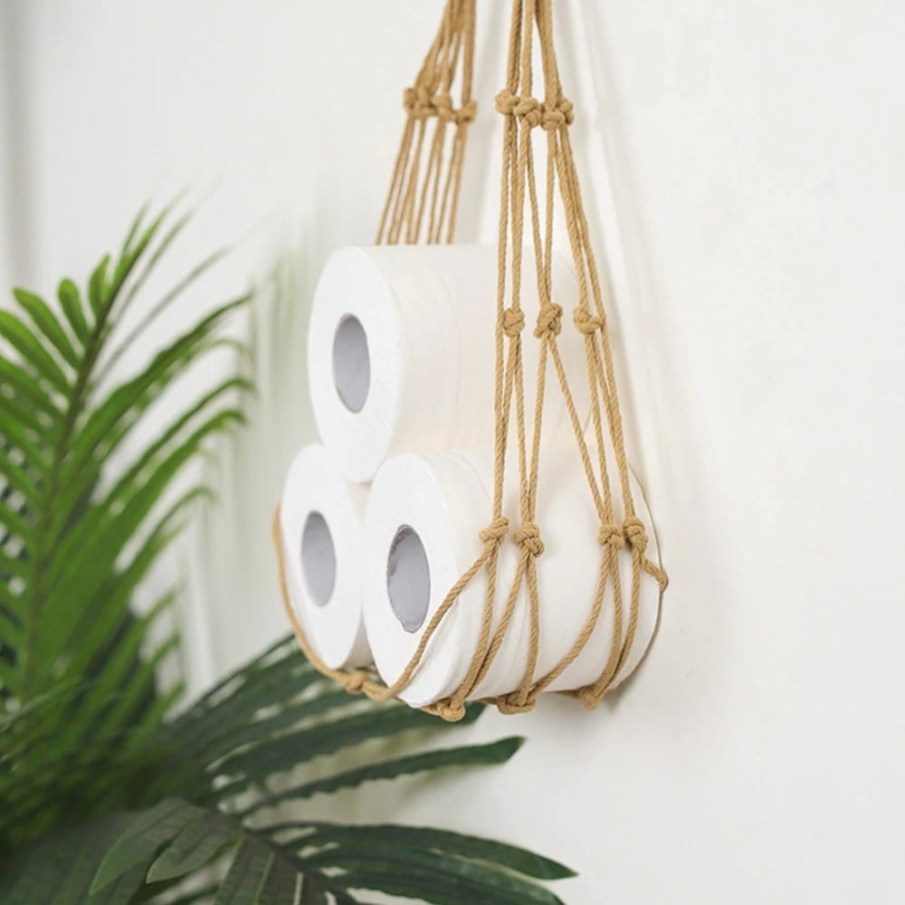 Filet de Rangement Macramé Papier WC Naturel