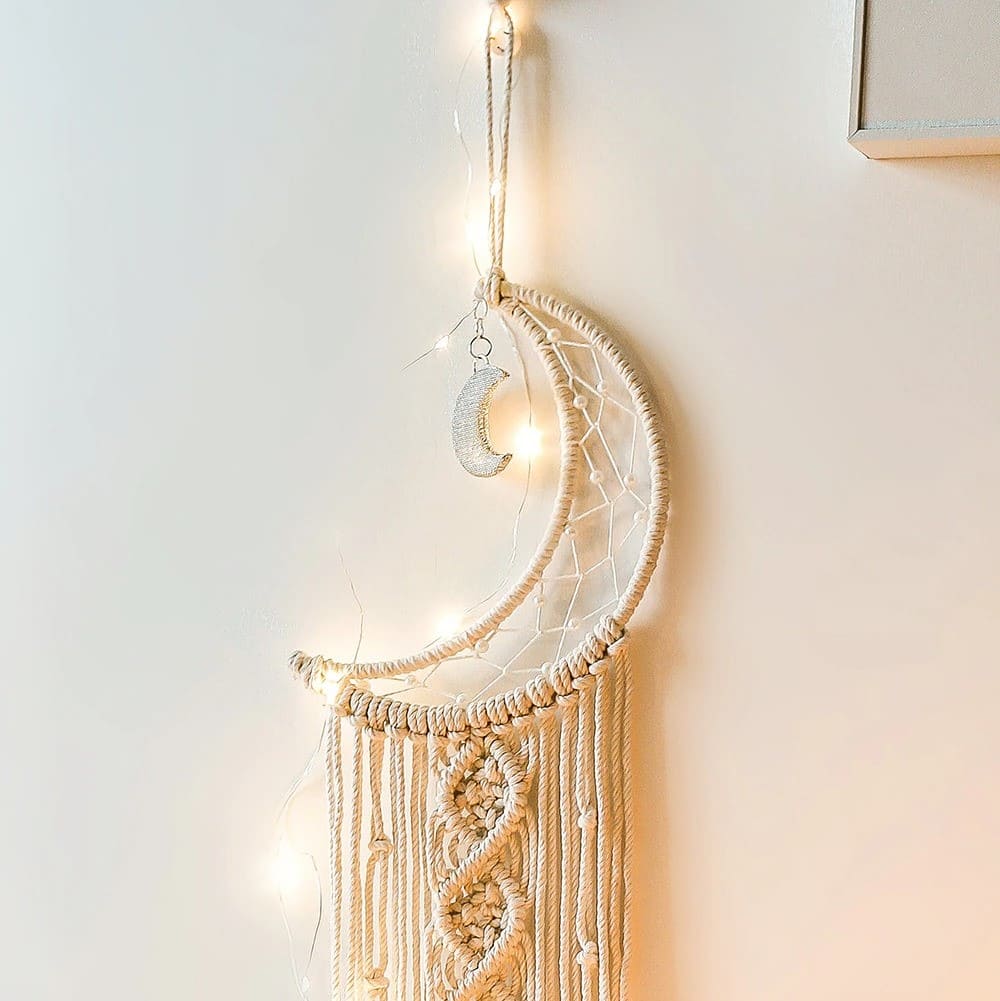 Grand Attrape Rêve Macramé Lune Fait Main