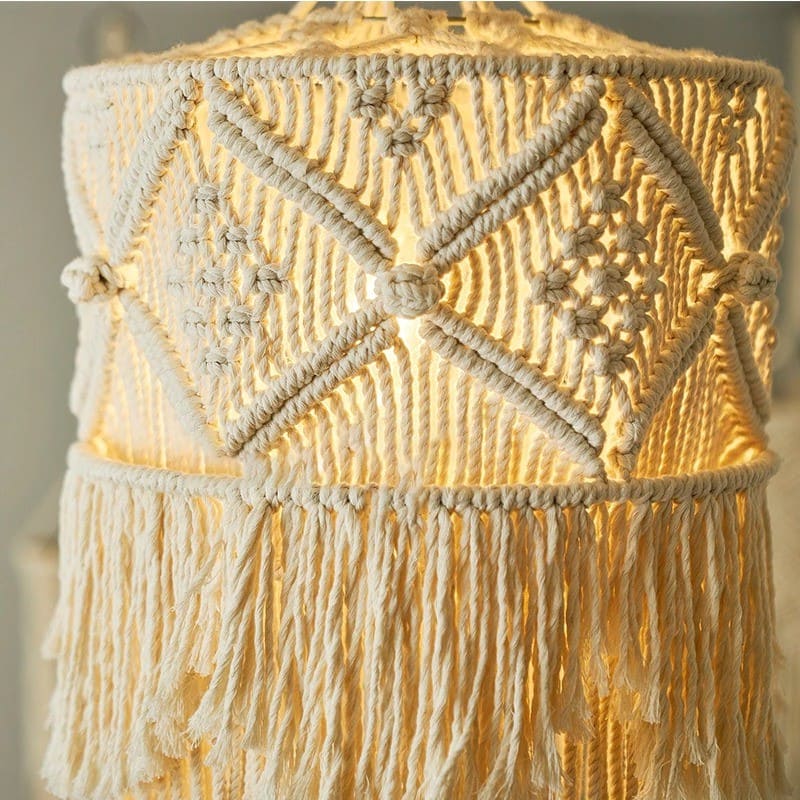 Grand Lustre Macramé Boho en Coton