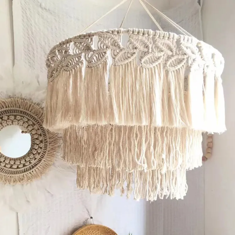 Grand Lustre Macramé en Coton