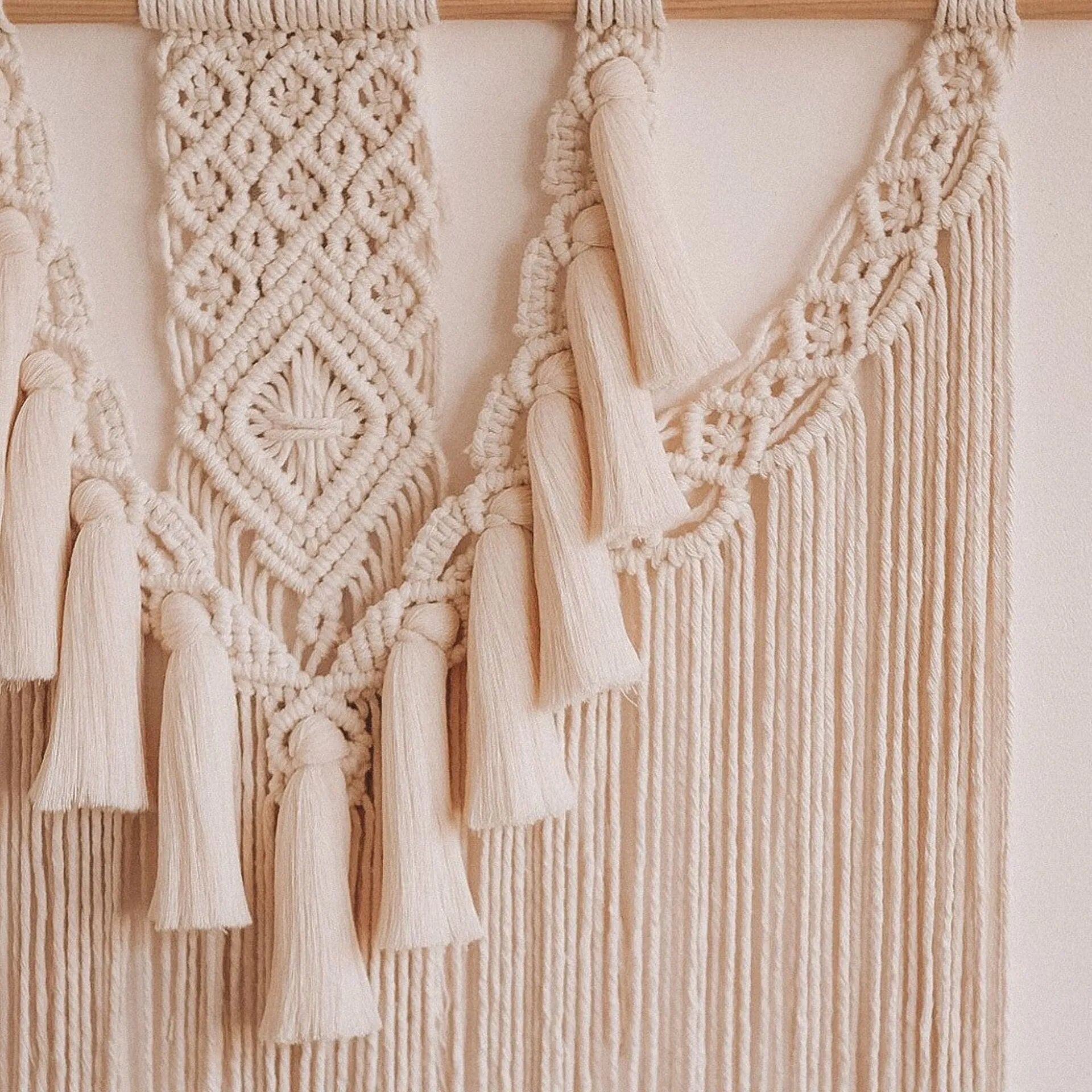Grand Macramé Mural Boho Coton Naturel