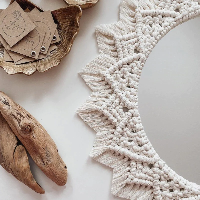 Grand Miroir Macramé Artistique