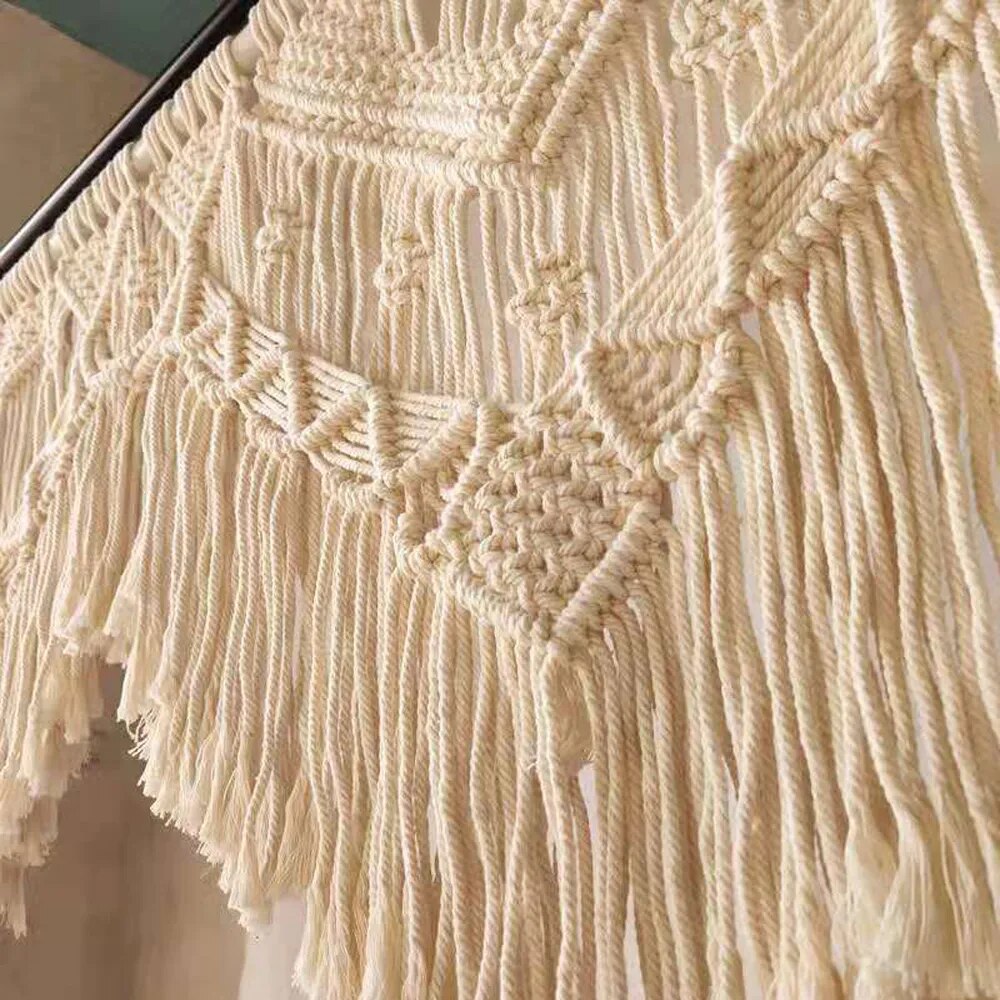 Grand Rideau Macramé Bohème en Coton