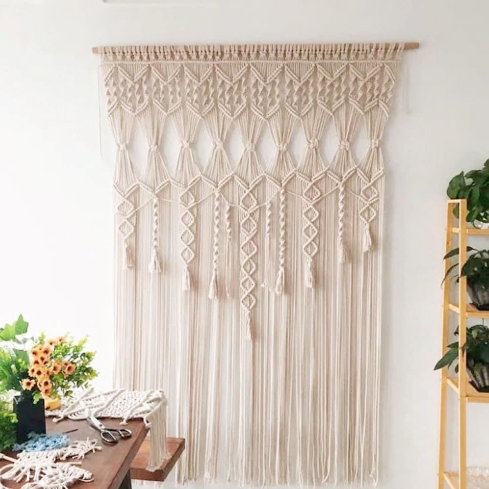 Grand Rideau Macramé en Coton