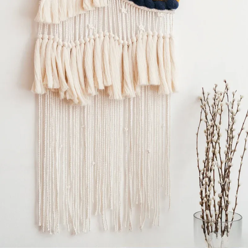 Long Macramé Mural Laine en Coton