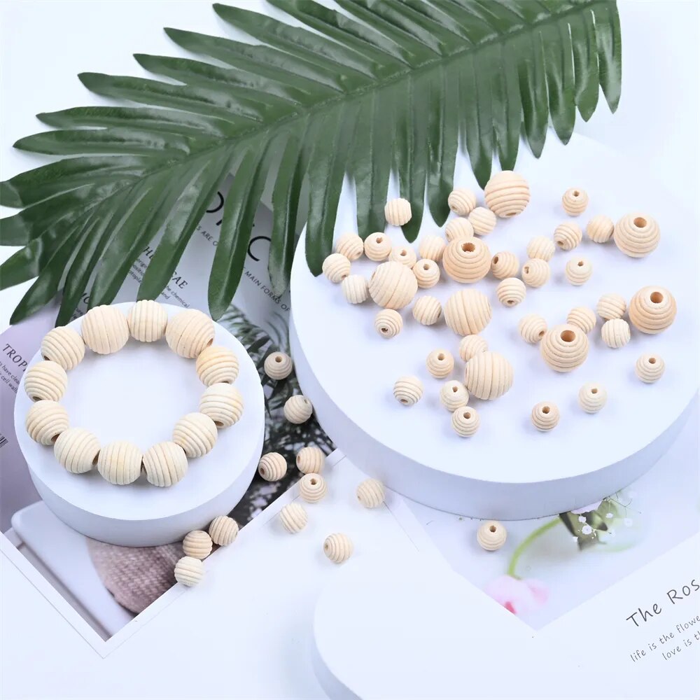 Lot de Perles en Bois DIY Macramé Qualité Supérieure