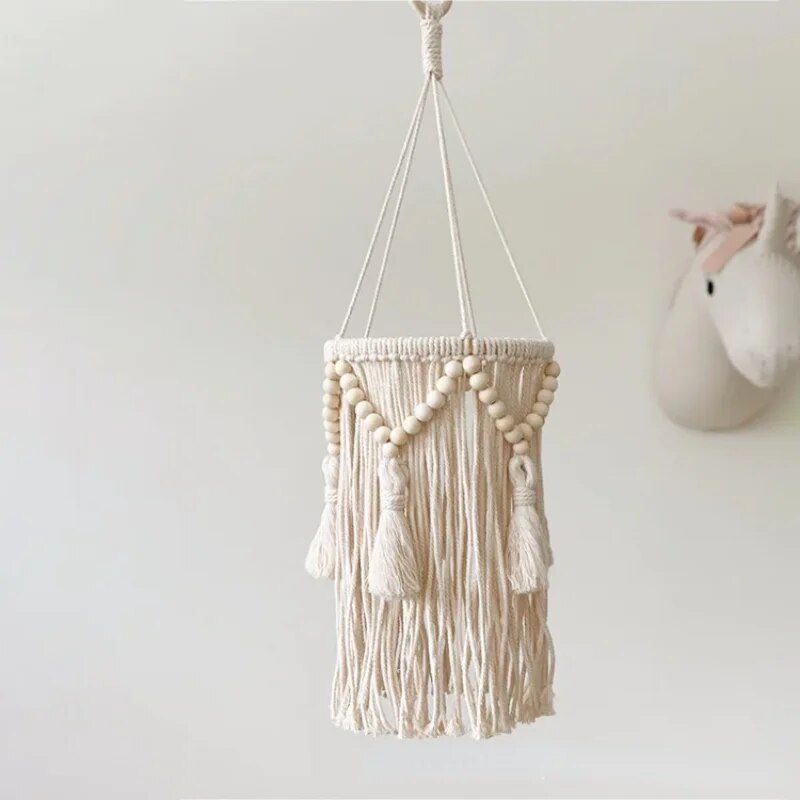 Luminaire Suspendu Macramé en Bois