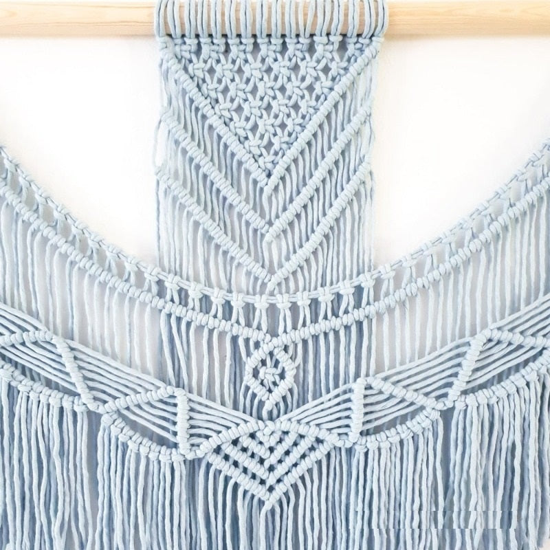 Macramé Bleu Mural Fait Main