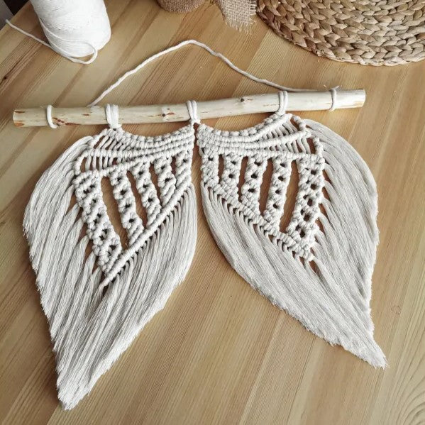 Macramé Mural Ailes d'Ange Naturel