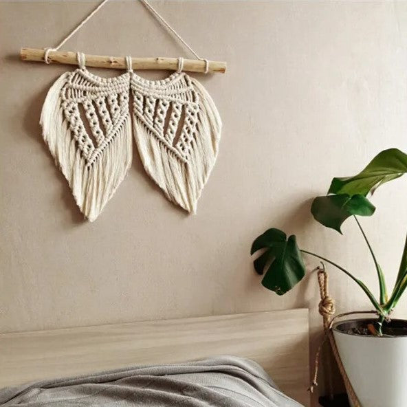 Macramé Mural Ailes d'Ange Naturel