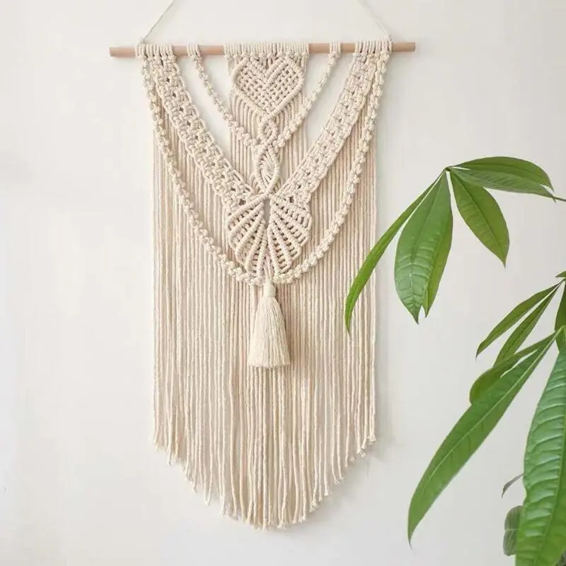 Macramé Mural Blanc XXL Pompon