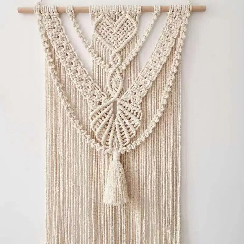 Macramé Mural Blanc XXL Pompon
