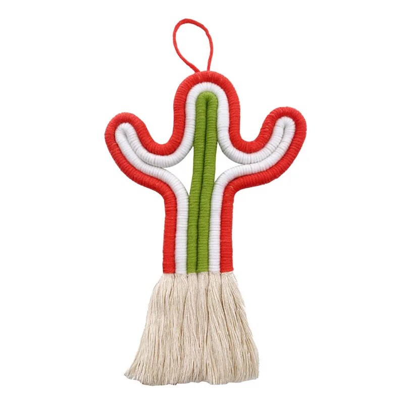 Macramé Mural Cactus en Coton Naturel