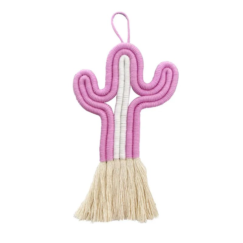 Macramé Mural Cactus en Coton Naturel