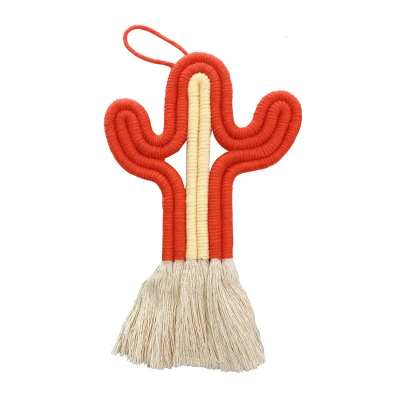 Macramé Mural Cactus en Coton Naturel