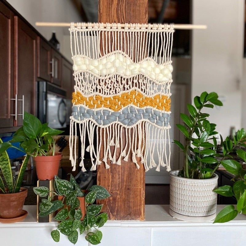 Macramé Mural Coloré Laine de Couleurs