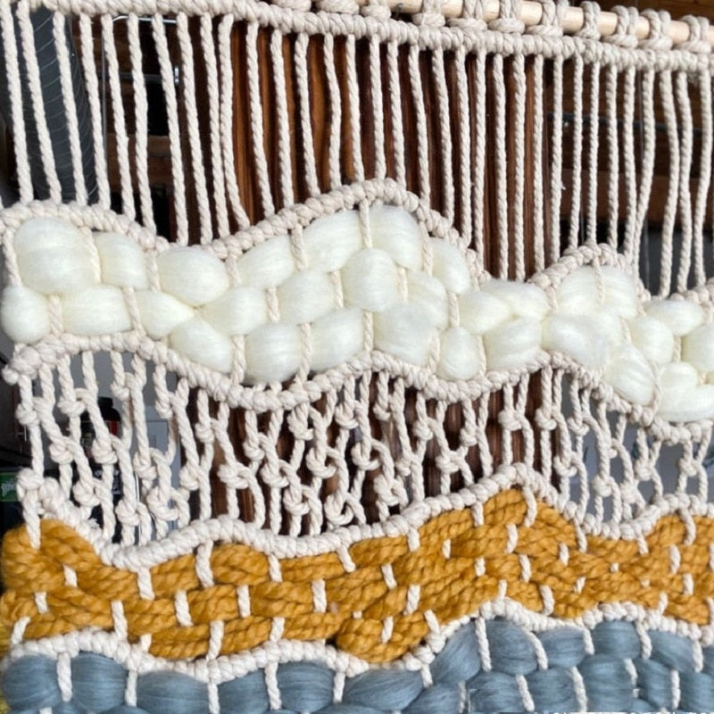 Macramé Mural Coloré Laine de Couleurs