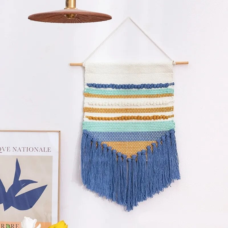 Macramé Mural Coton Coloré Fait Main