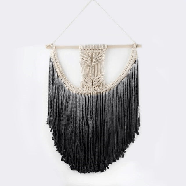Macramé Mural Noir Fait Main