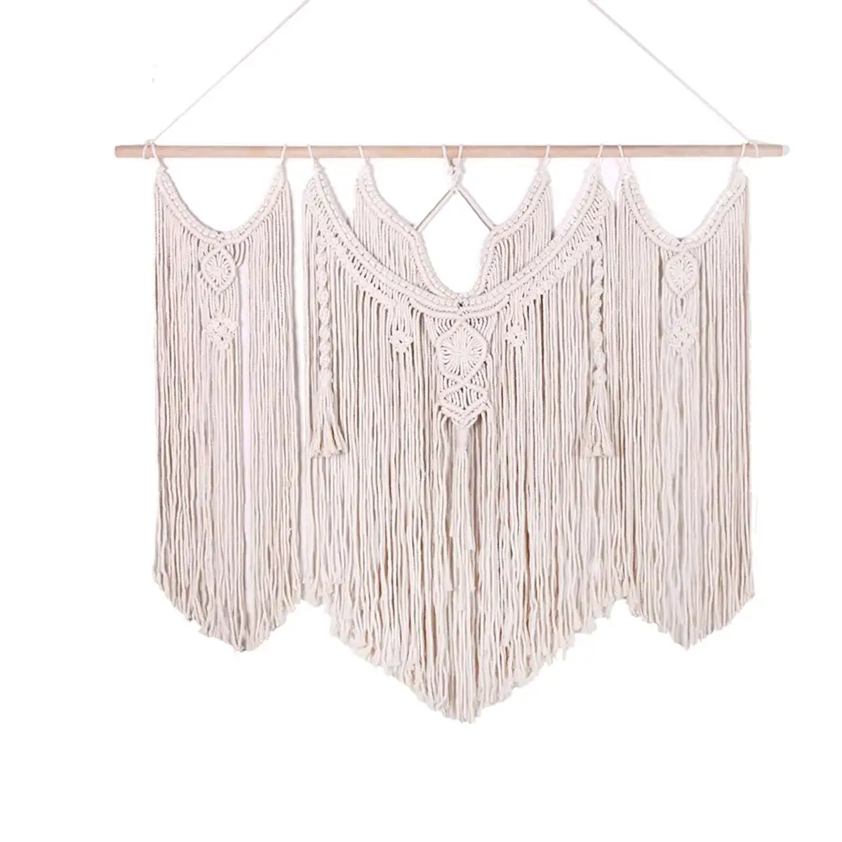 Macramé Mural Tête de Lit en Coton Naturel