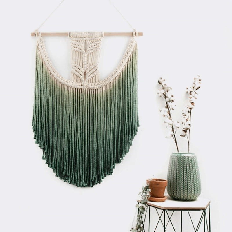 Macramé Mural Vert Coton