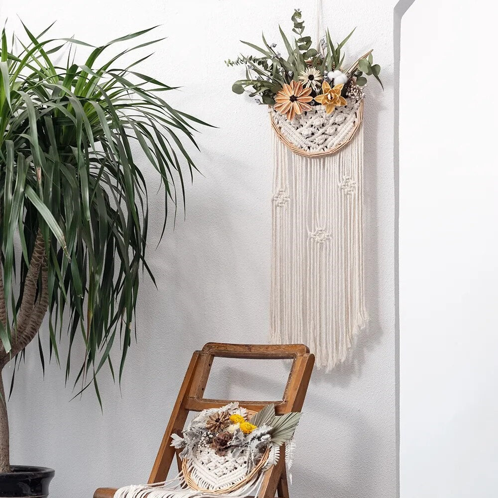 Macramé Suspendu Plante en Osier