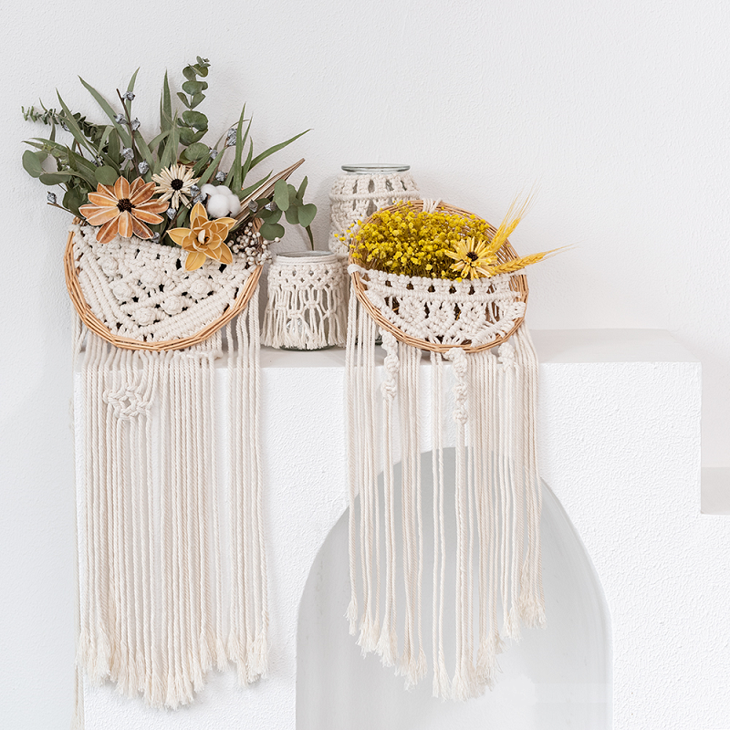 Macramé Suspendu Plante en Osier