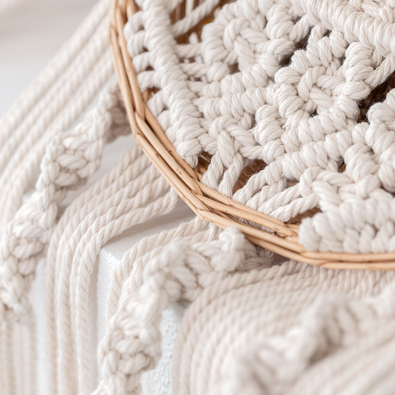 Macramé Suspendu Plante en Osier