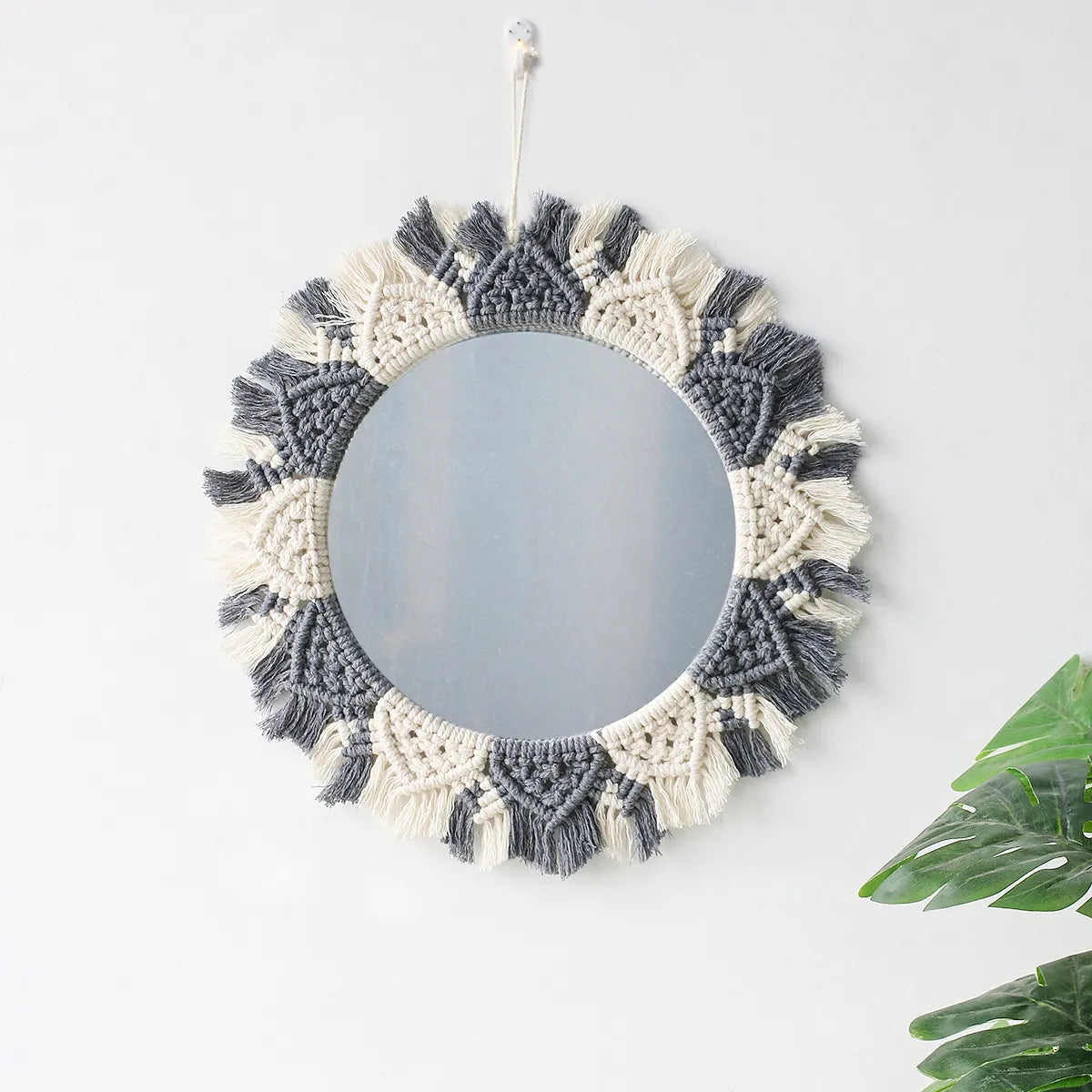 Miroir Macramé Bicolore Naturel