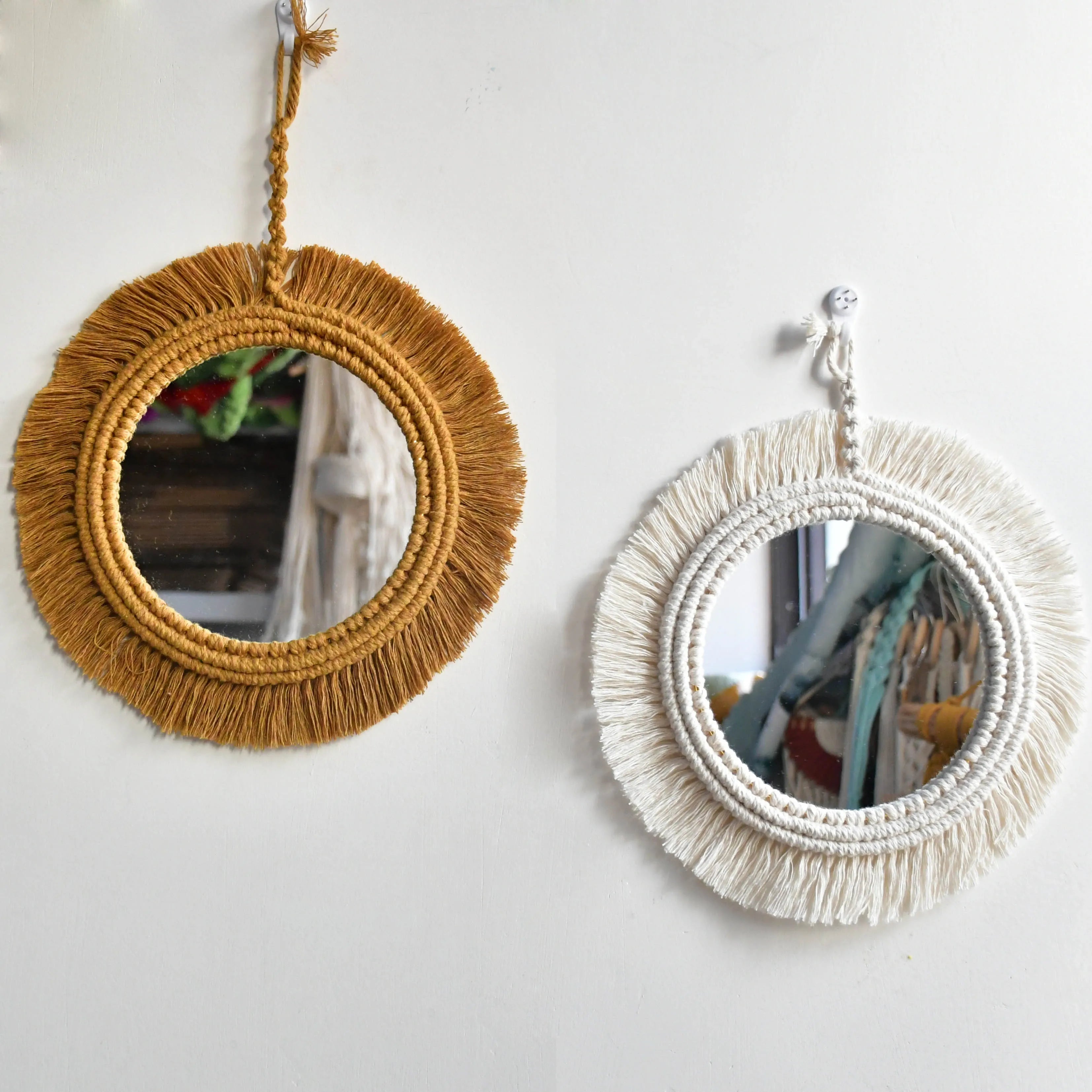 Miroir Macramé Coloré en Coton