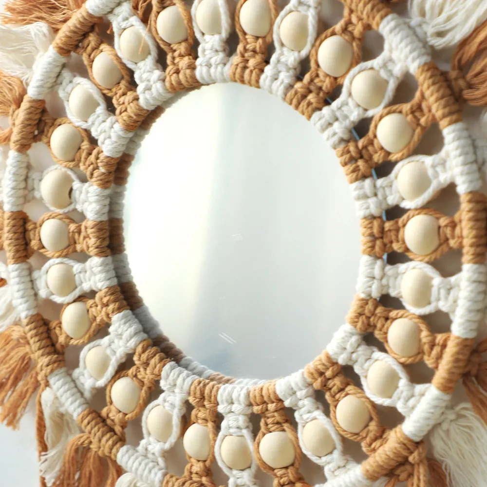 Miroir Macramé Plume Naturel
