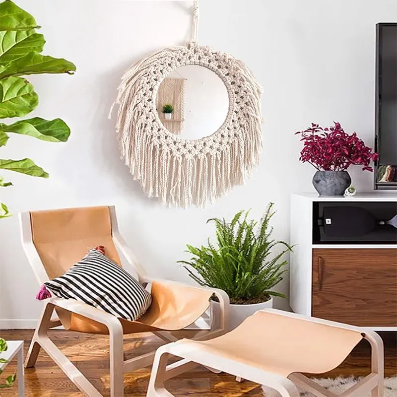 Miroir Macramé Tressé Artisanal