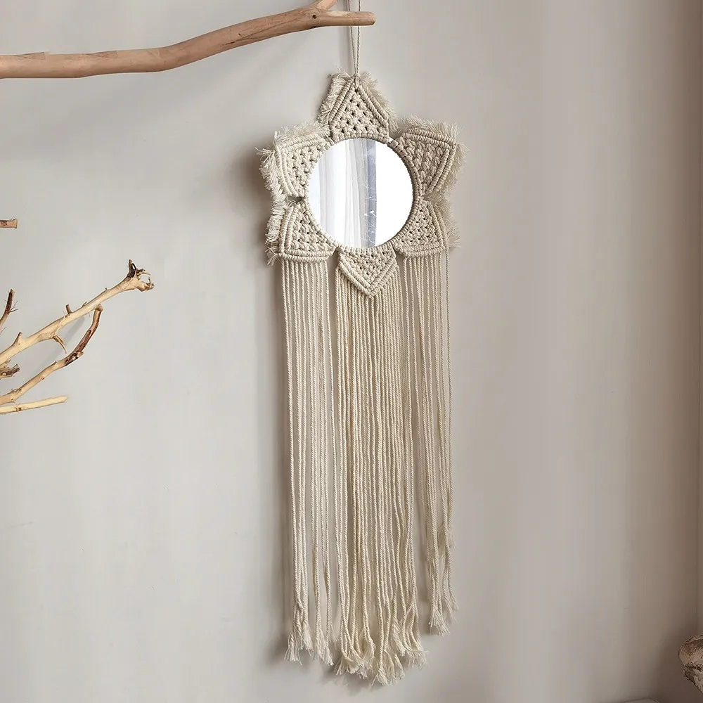 Miroir Macramé XXL Coton Naturel