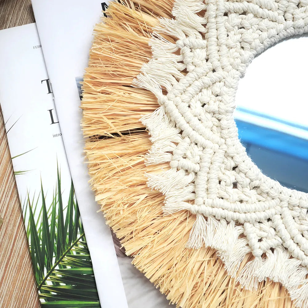 Miroir Tour Macramé Élégant