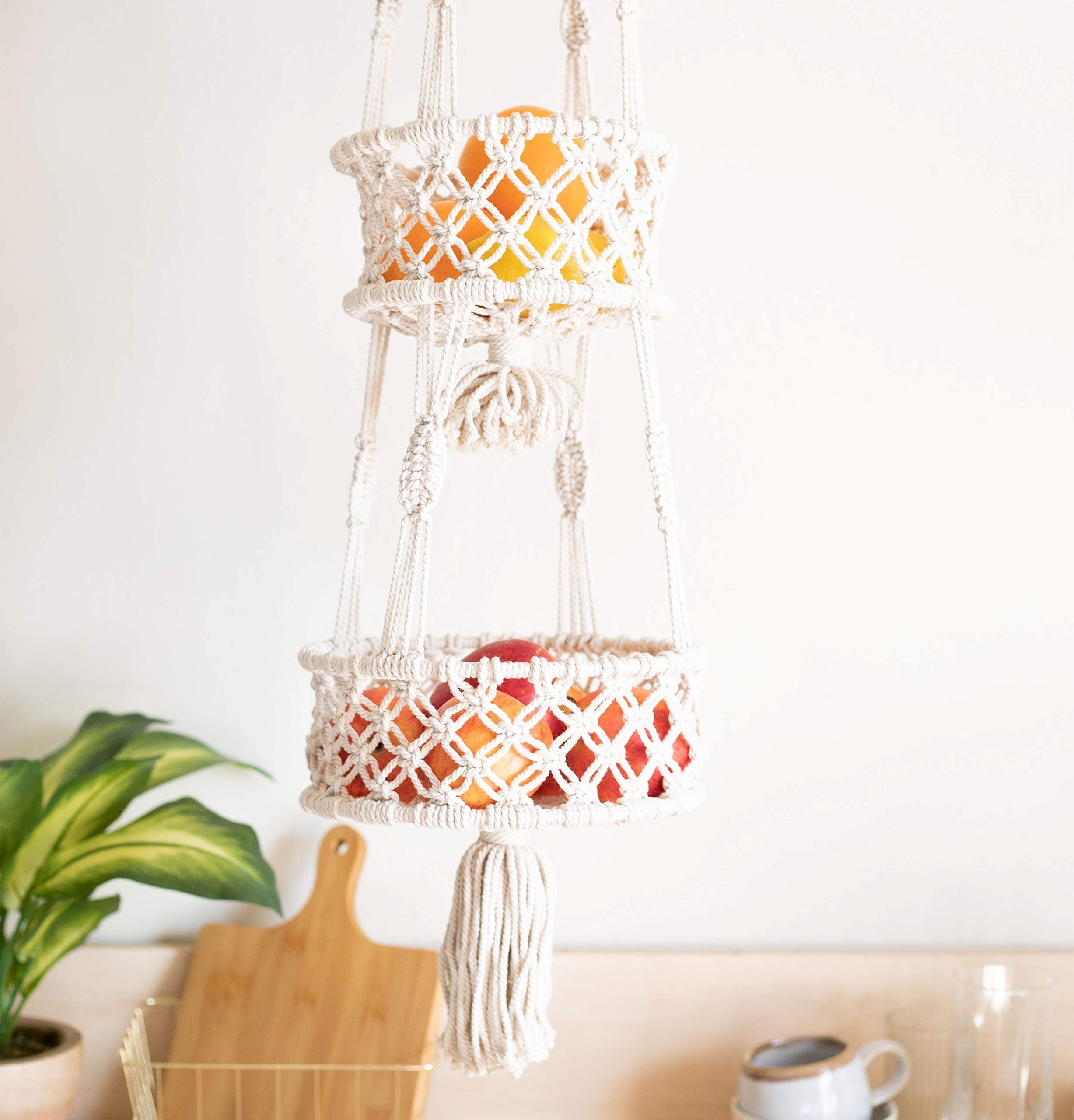 Panier a Fruits Macramé Suspendu