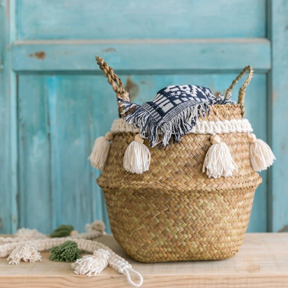 Panier Décoratif Osier Bohème Macramé
